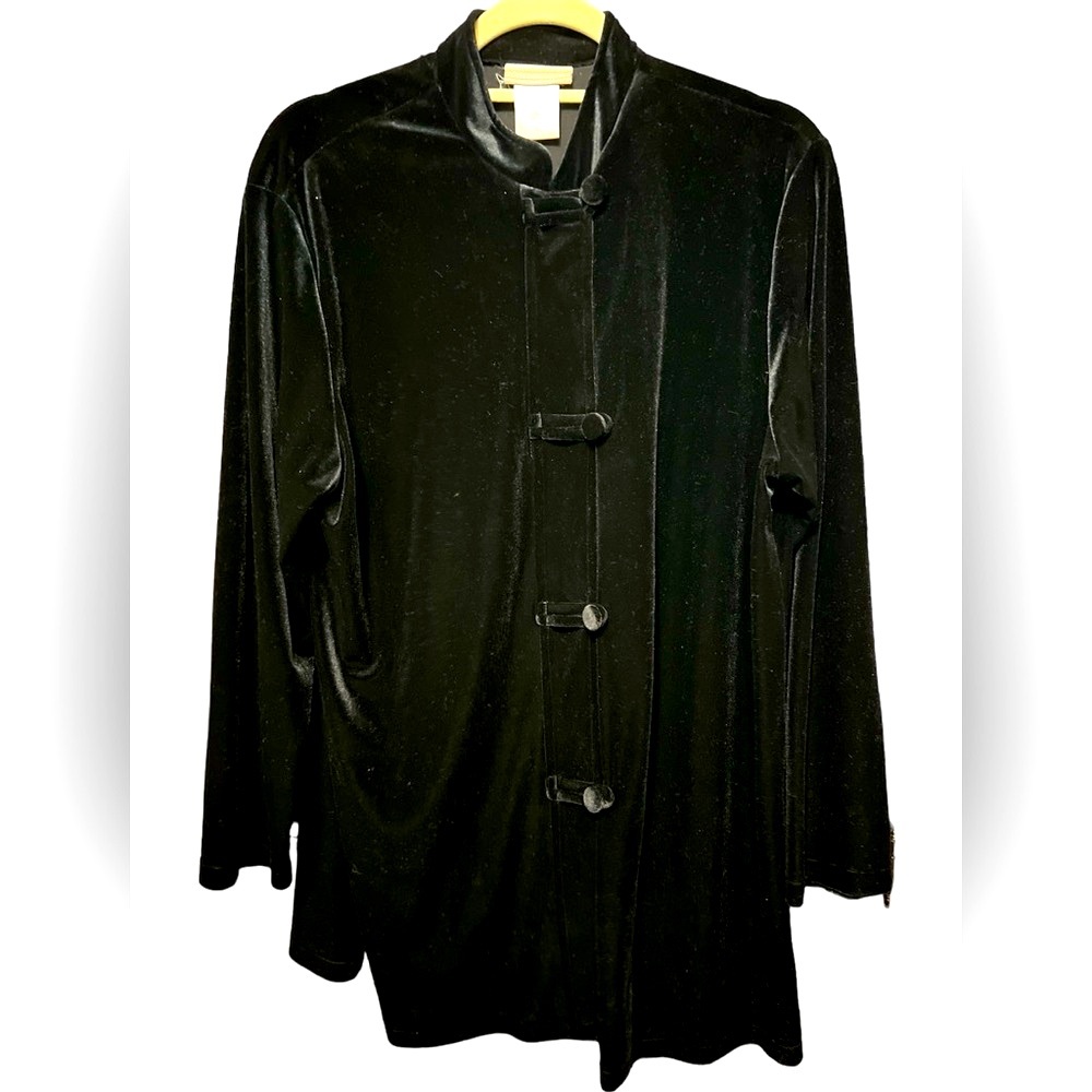 Coldwater Creek Velvet button front black jacket Medium